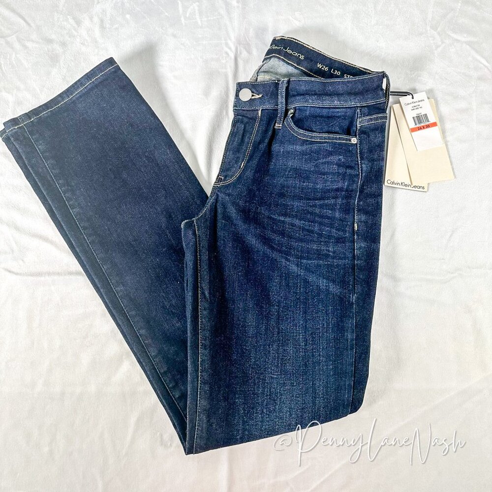 Calvin Klein Jeans Straight-Leg Jeans Dark Blue - Picture 12 of 12